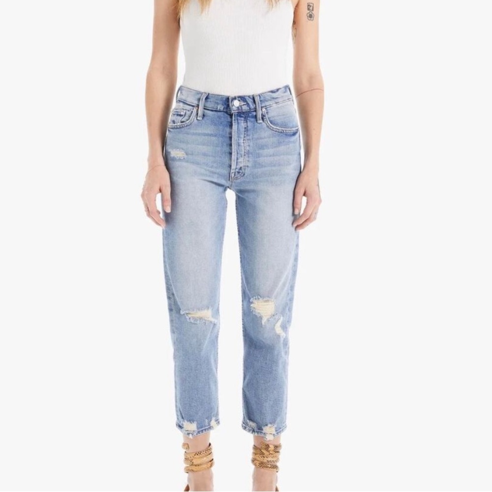 MOTHER The Tomcat High Rise Cropped Straight Jeans